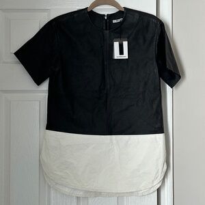 Brand New T by Alexander Wang Leather Lambskin Leather Color block Top Size 2